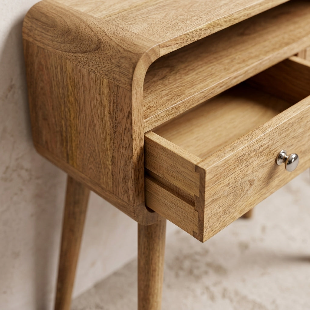 Curved Oak-ish Console Table