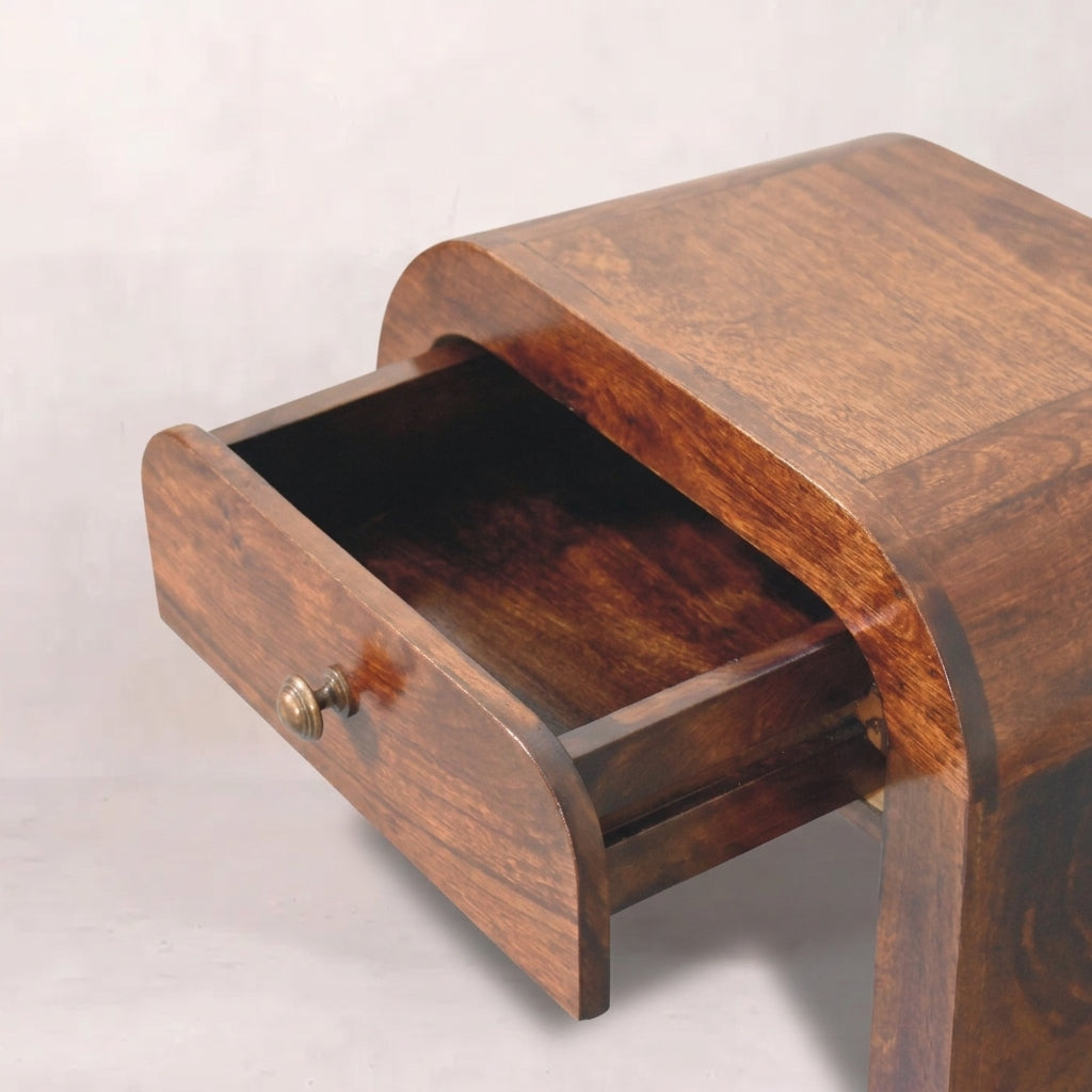 Solid Wood Walnut Arc Nightstand