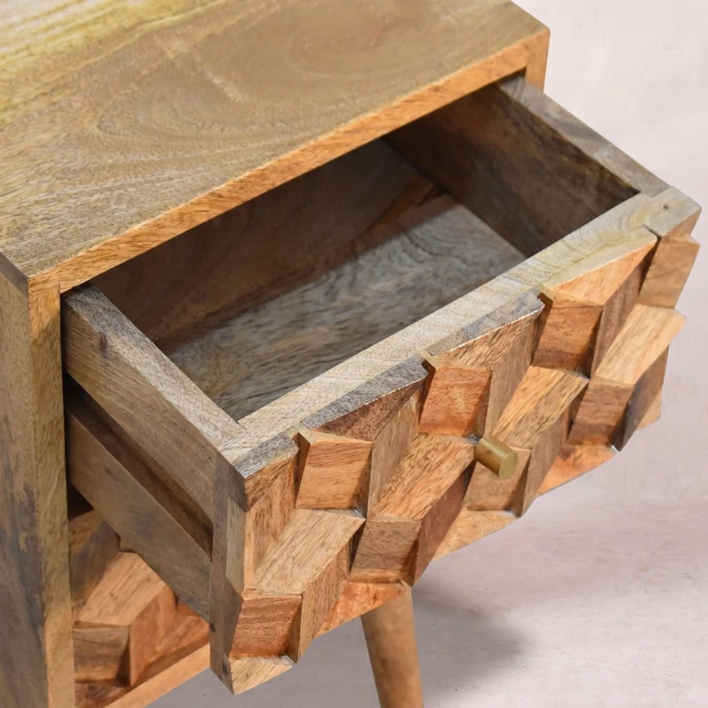 Mini Cube Carved 2 Drawer nightstand