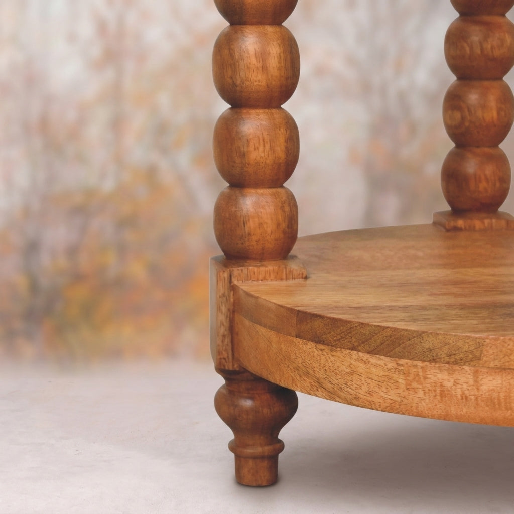 Solid Wood Golden Teak Round Side Table