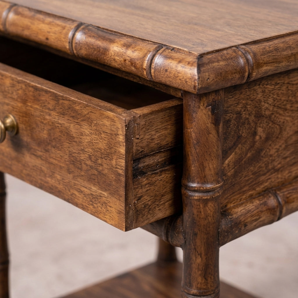 Bamboo Carved Bedside Table