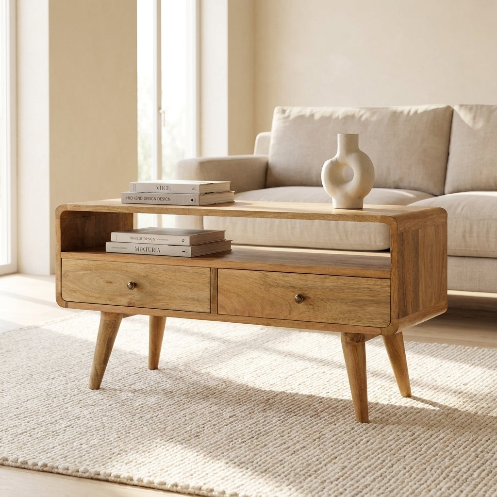 Curved Oak-ish Media Unit