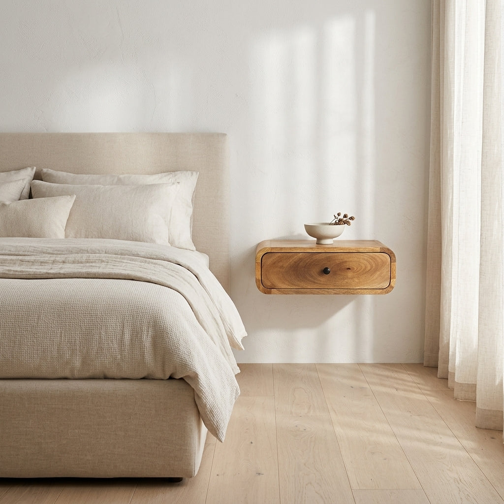 Avora Wall-Mounted Oak-ish 1 Drawer Nightstand