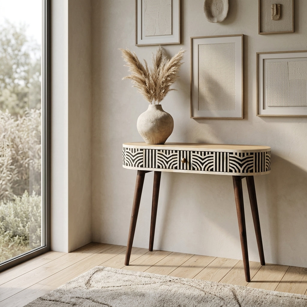 Honey Caramel Edessa Bone Inlay Console Table