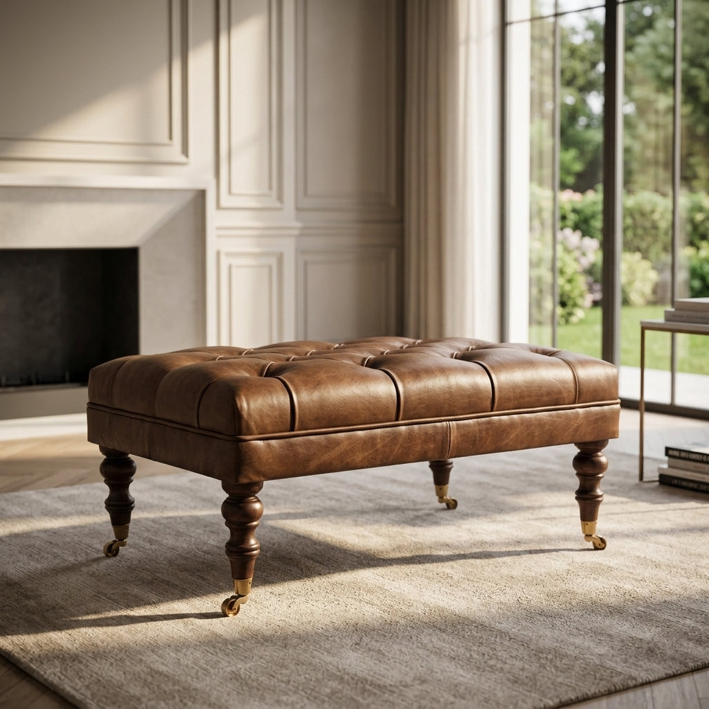 Buffalo Leather Ottoman