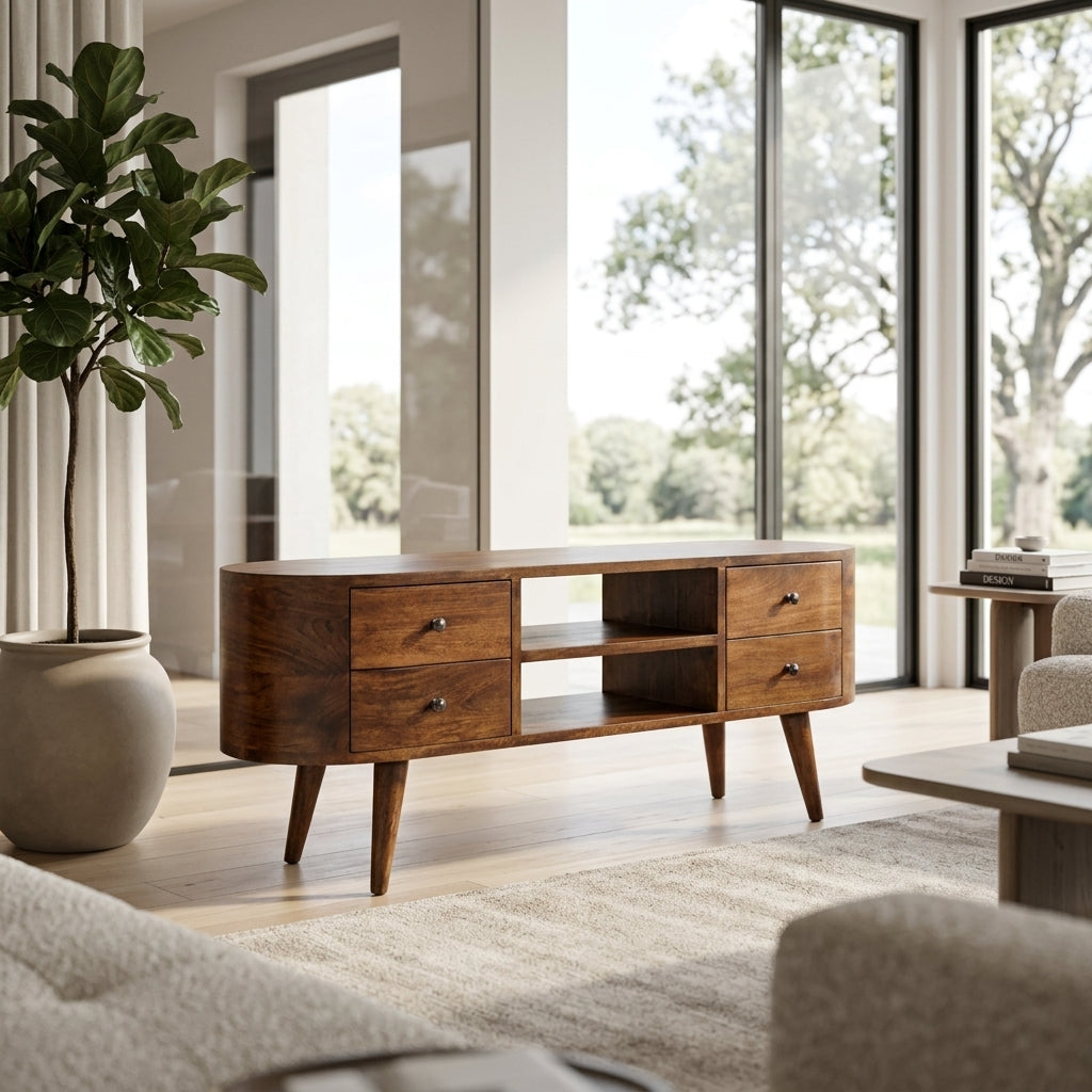 Chestnut Rounded Entertainment Unit