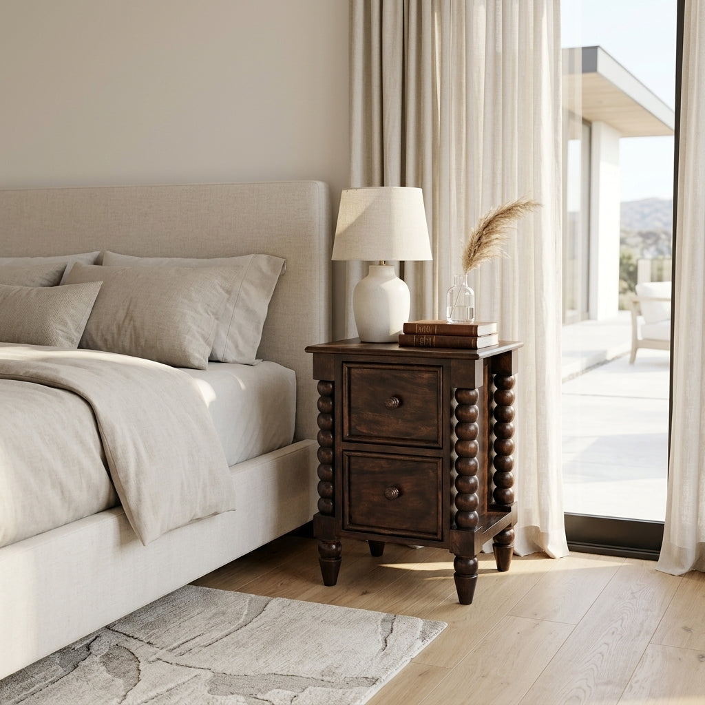 Solid Wood Walnut Duo Nightstand