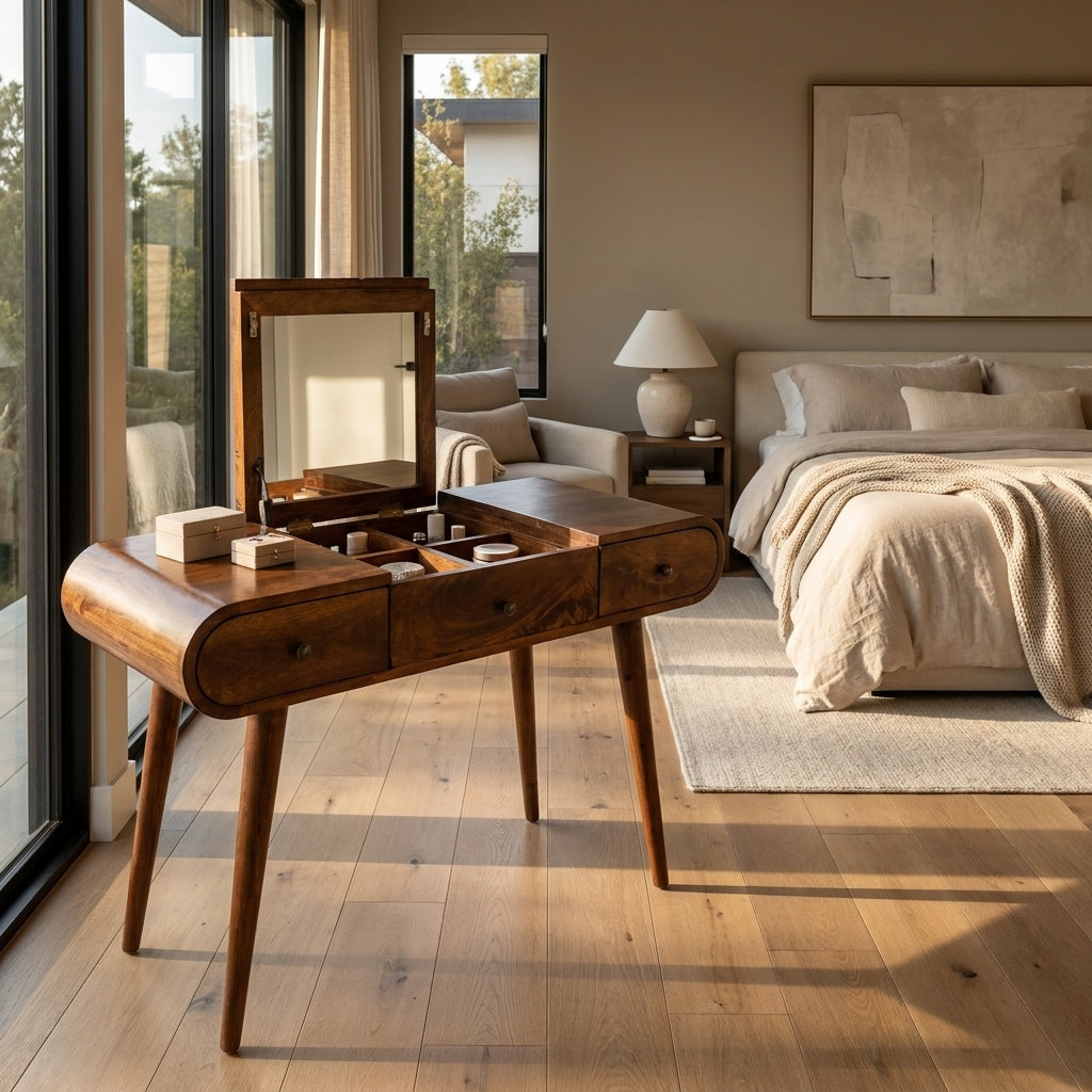 Chestnut Solid Wood Nordic Dressing Table