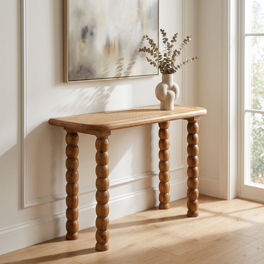 Spindle Rattan Console Table