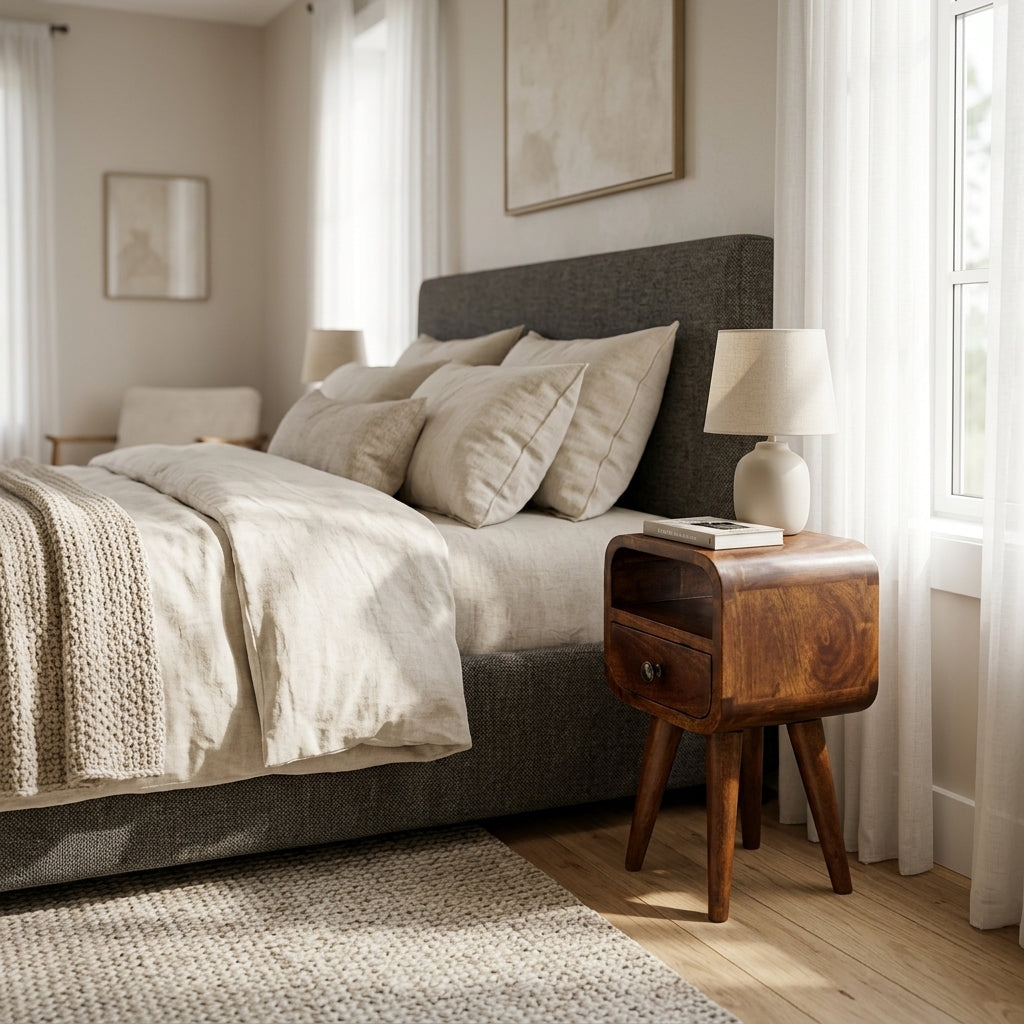 Extra Mini Chestnut Curve Open Slot Bedside