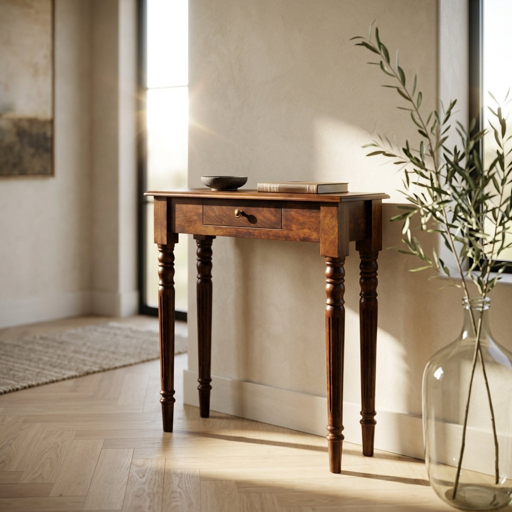Turned Legs 1 Drawer Chestnut Console
