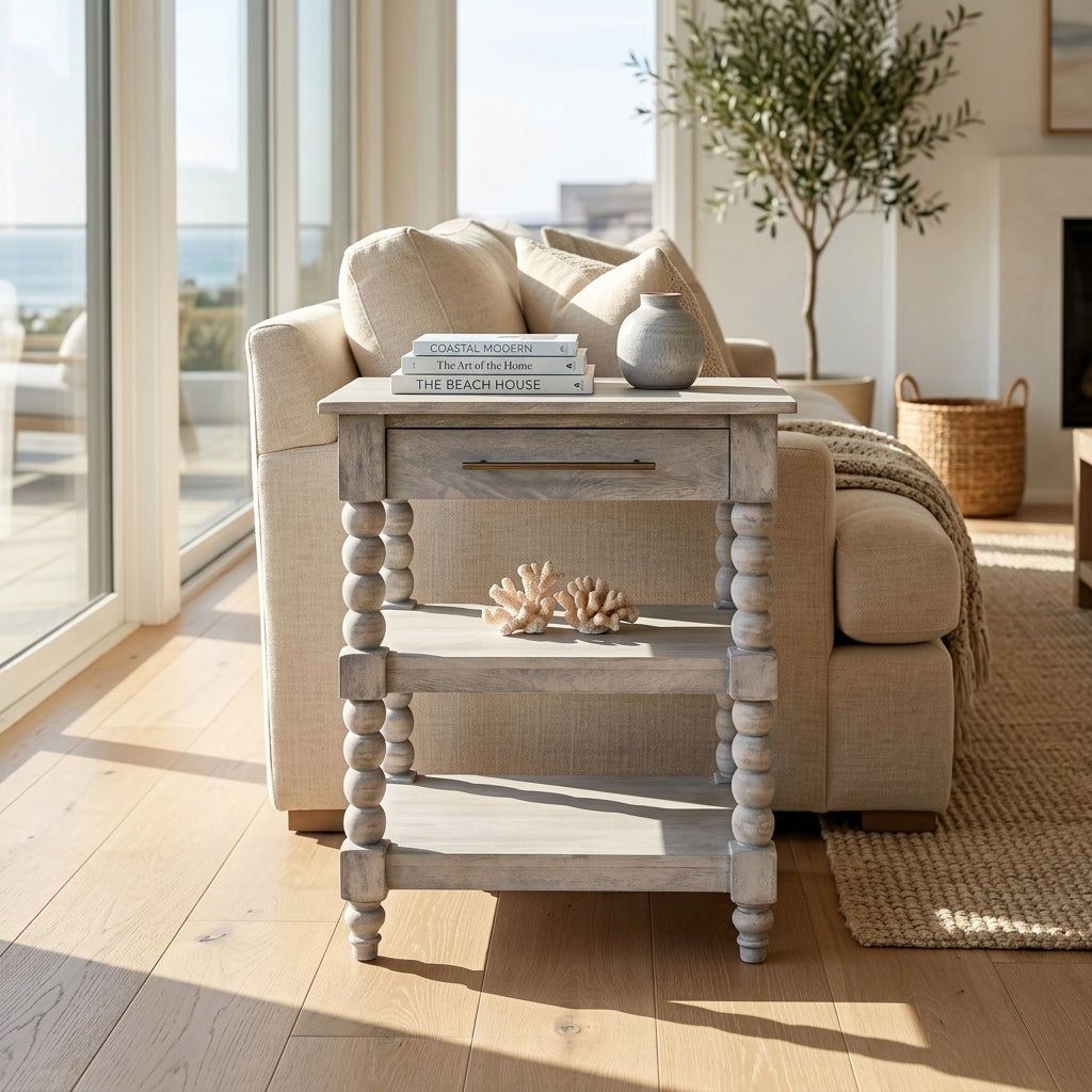 Solid Wood Acid Wash Side Table