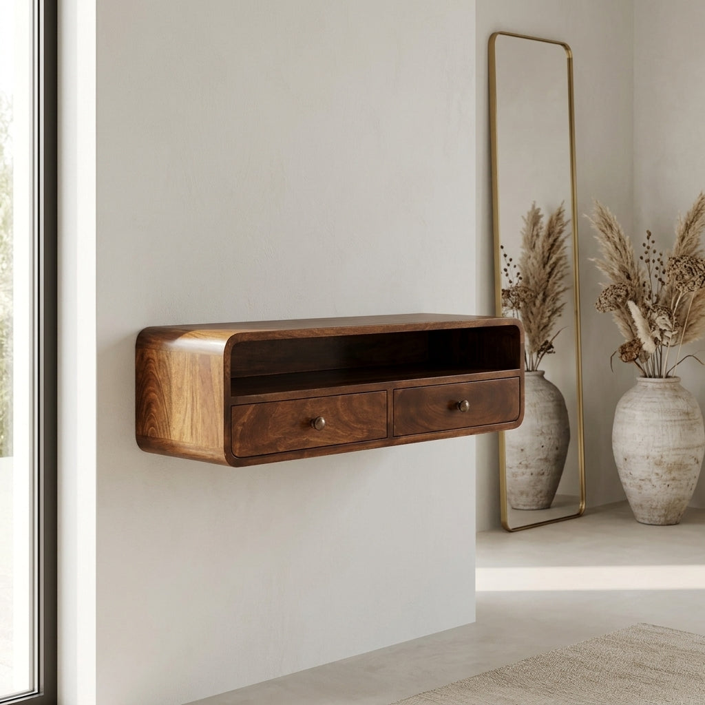 Floating California Walnut Open Console