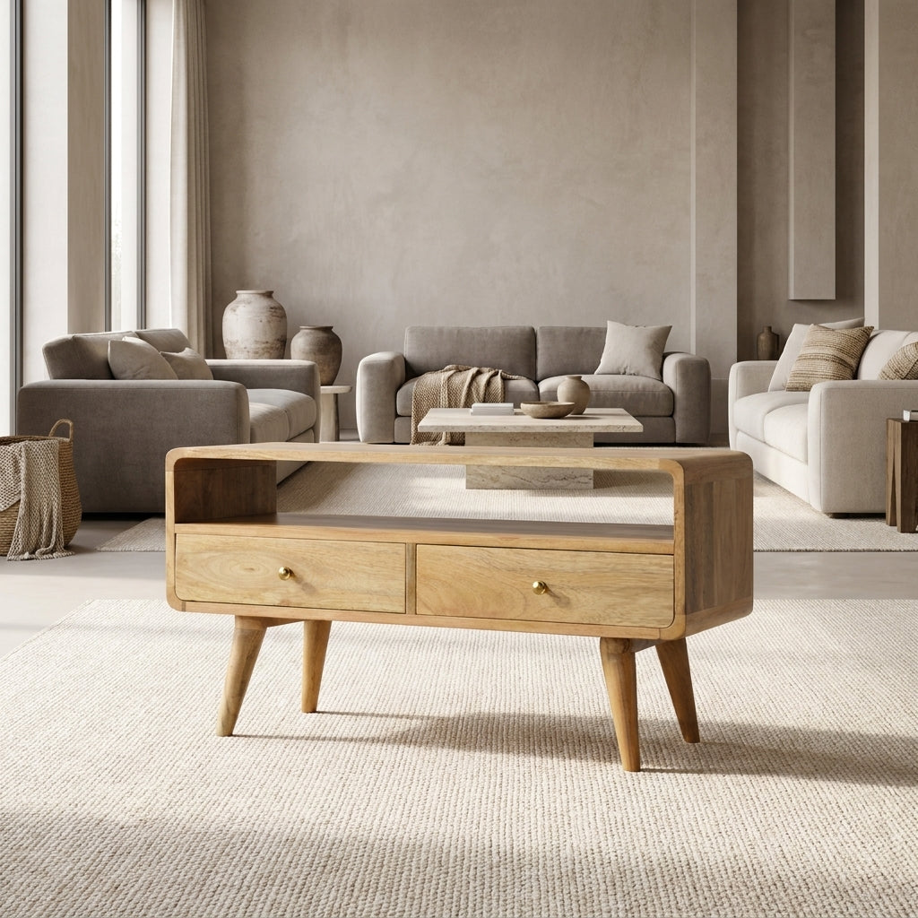 Curved Oak-ish Media Unit