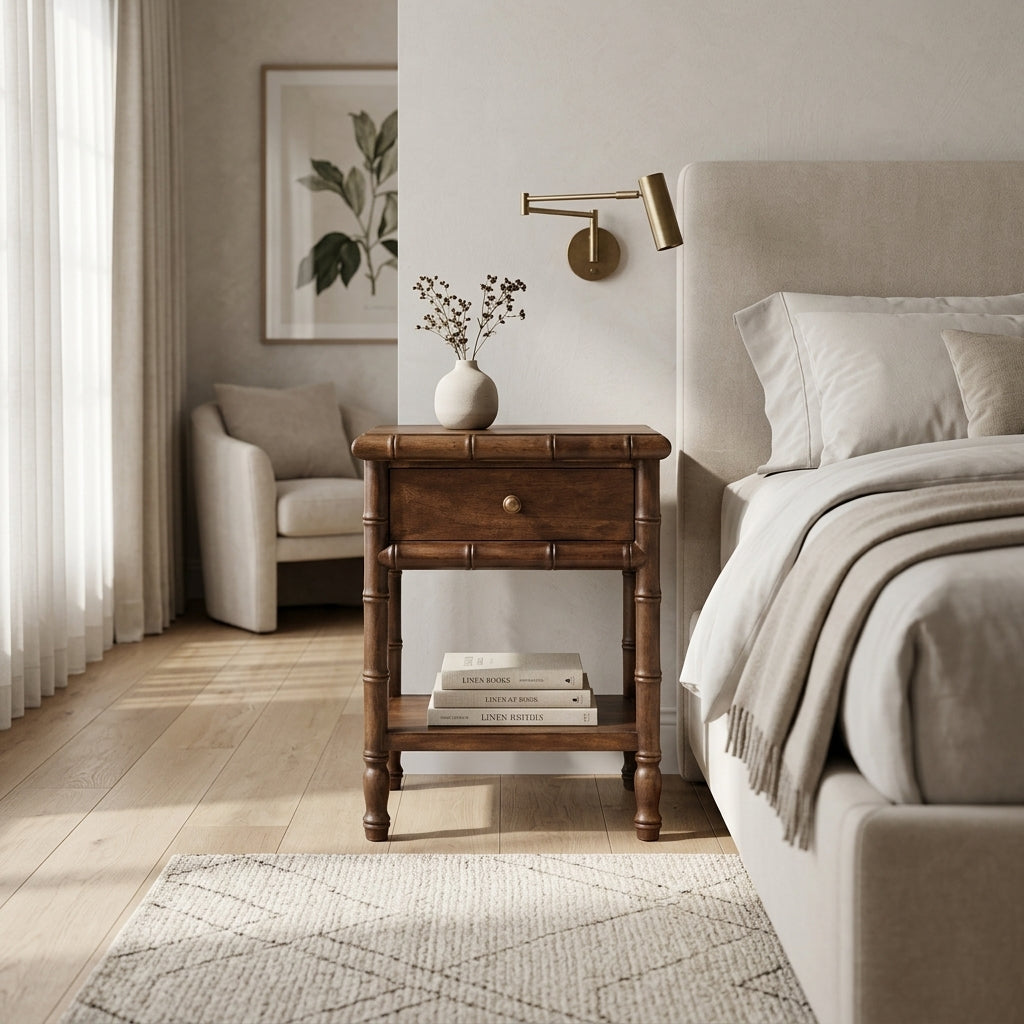 Bamboo Carved Bedside Table