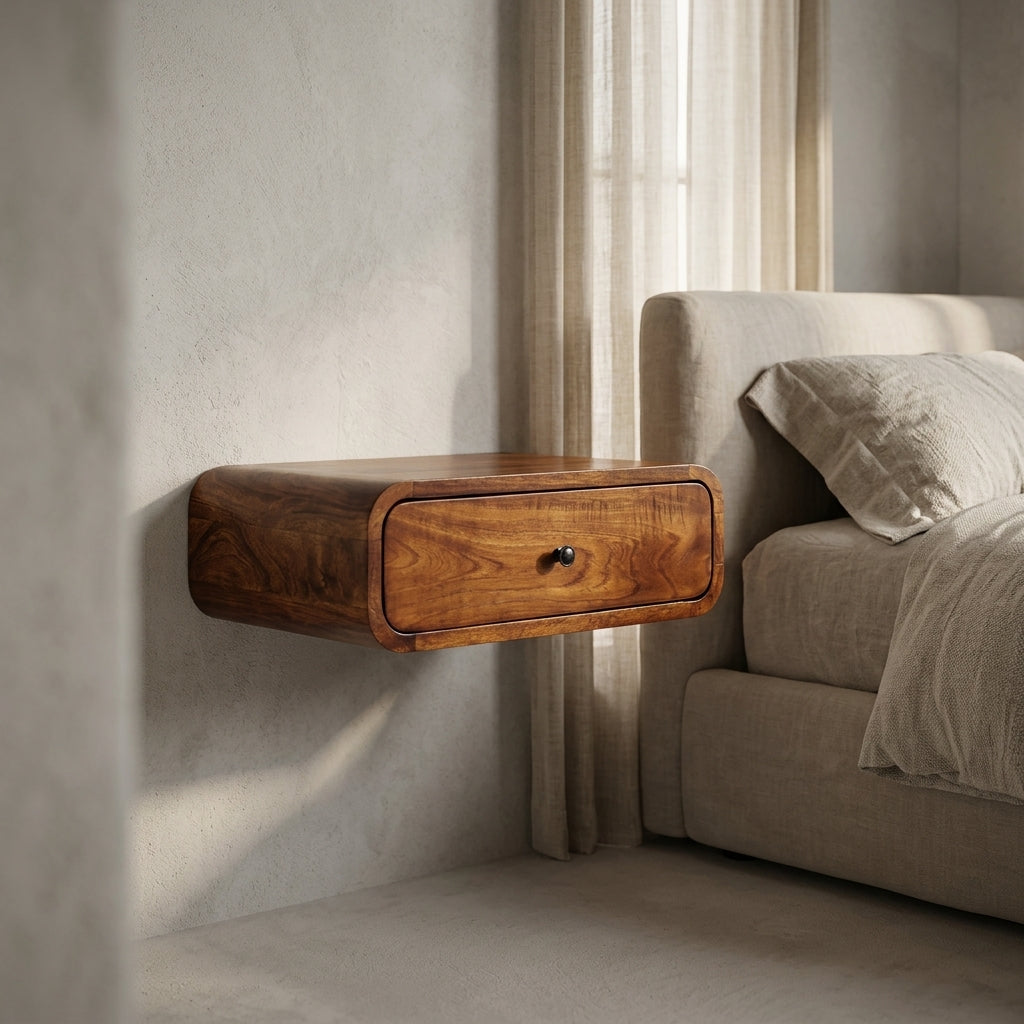 Avora Wall-Mounted Chestnut 1 Drawer Nightstand