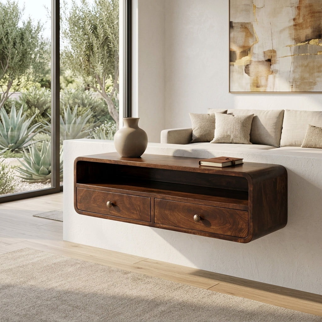 Floating California Walnut Open Console
