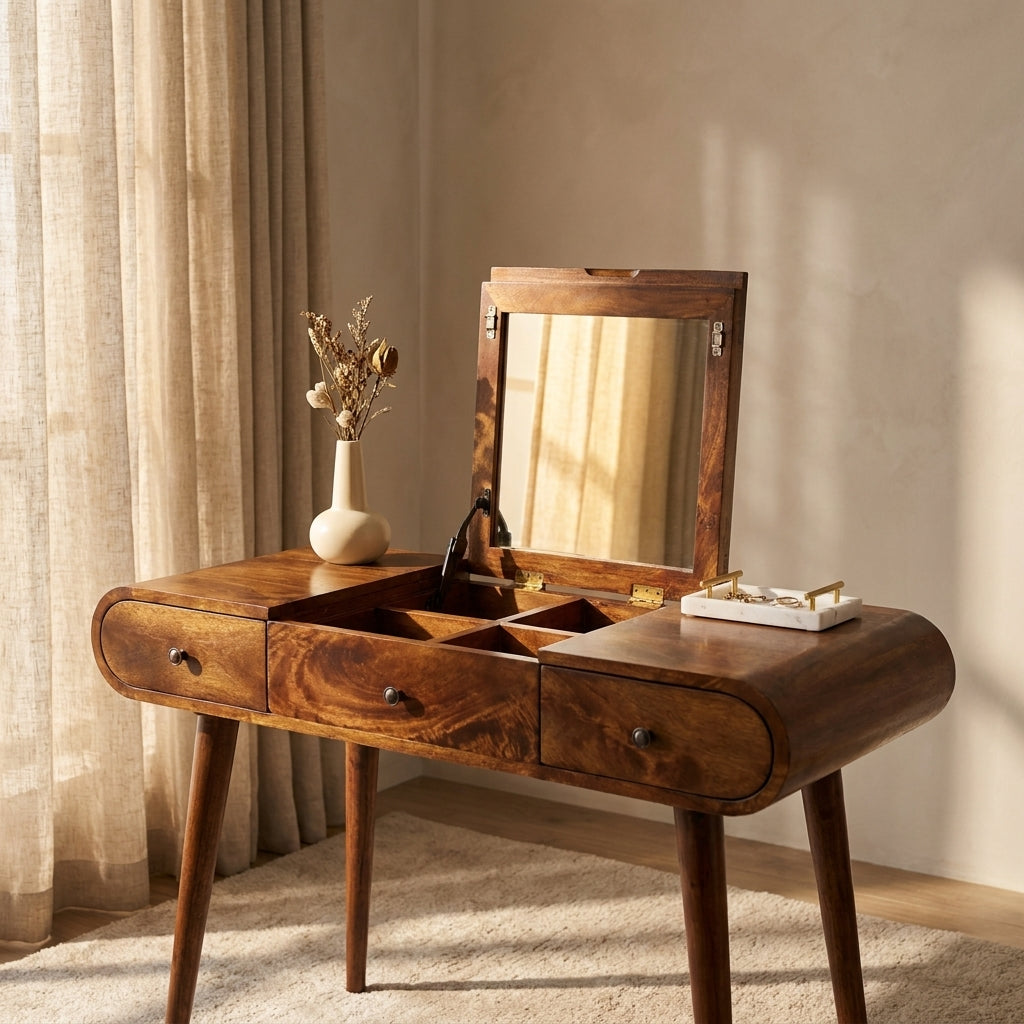 Chestnut Solid Wood Nordic Dressing Table