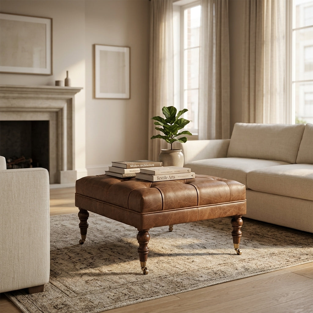 Buffalo Leather Ottoman