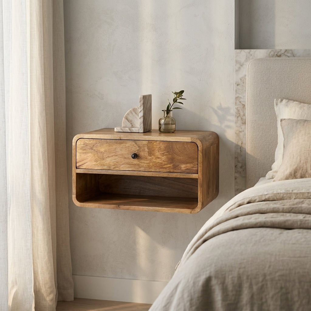 Large Floating Curve Open Slot Bedside