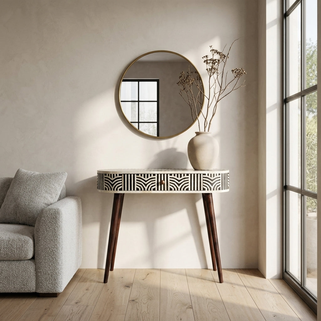 Honey Caramel Edessa Bone Inlay Console Table