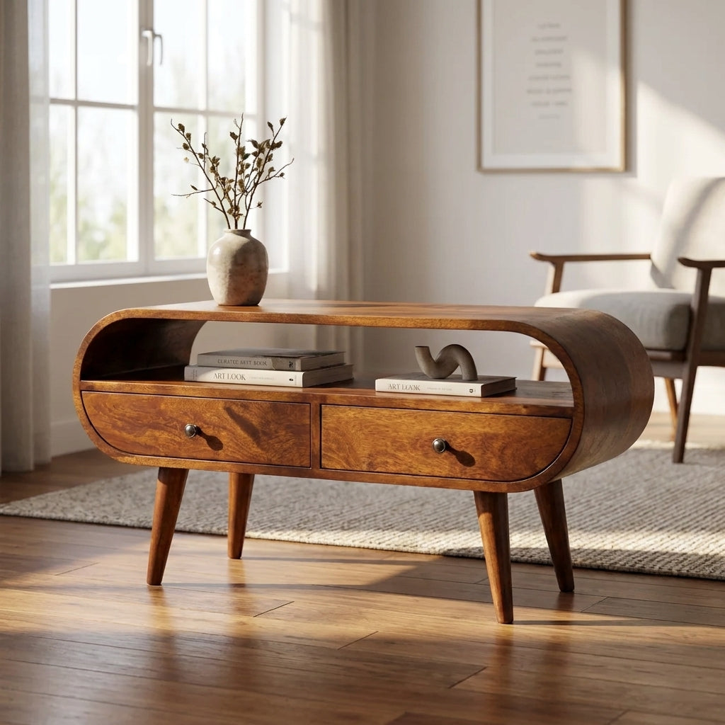 Chestnut Solid Wood Nordic TV Stand