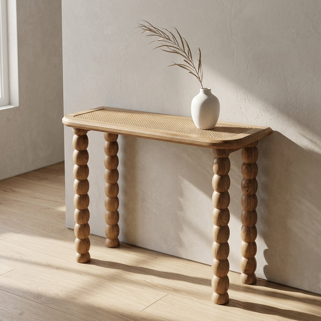 Spindle Rattan Console Table