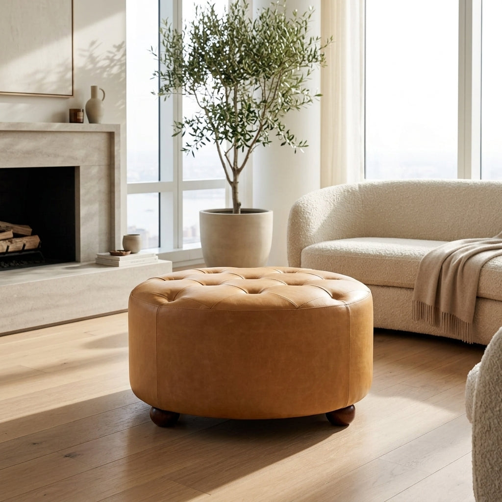 Amber Oak Leather Coffee Table