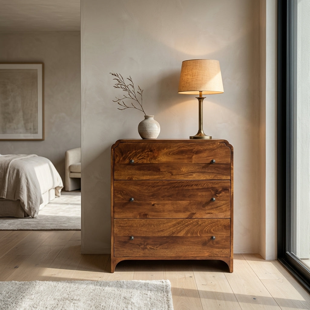 Solid Wood Chestnut 3 Drawer Chest