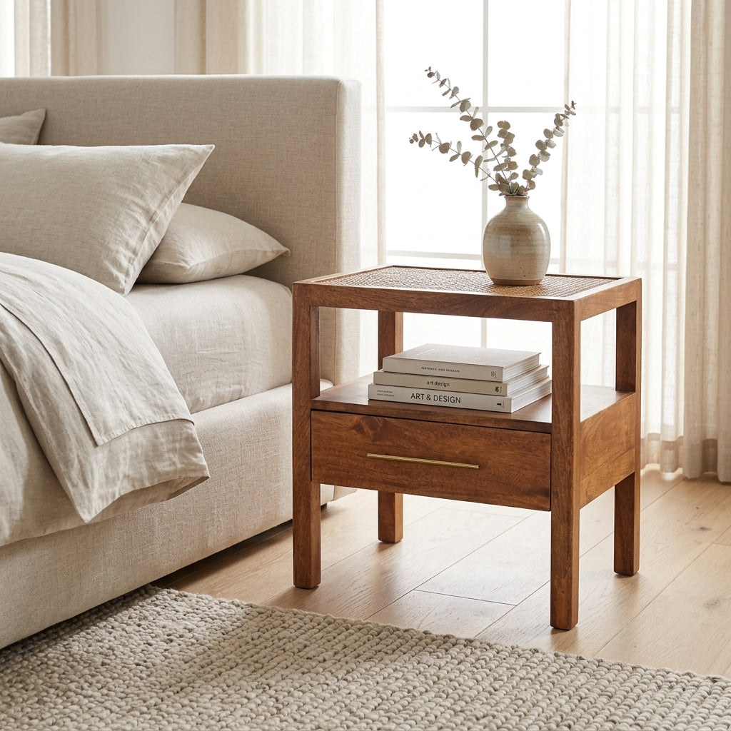 Saffron Rattan Nightstand