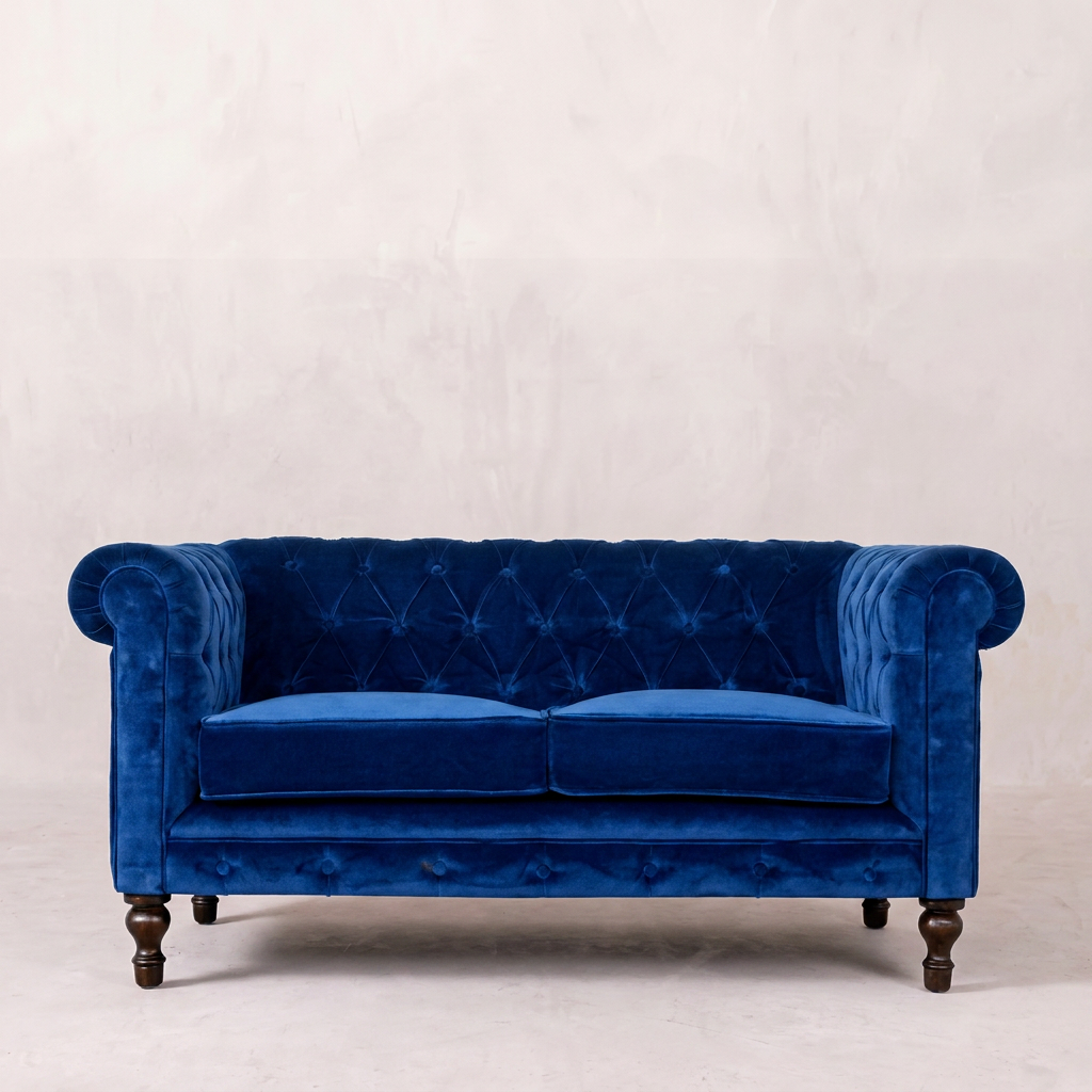 Royal Blue Velvet Chesterfield Sofa