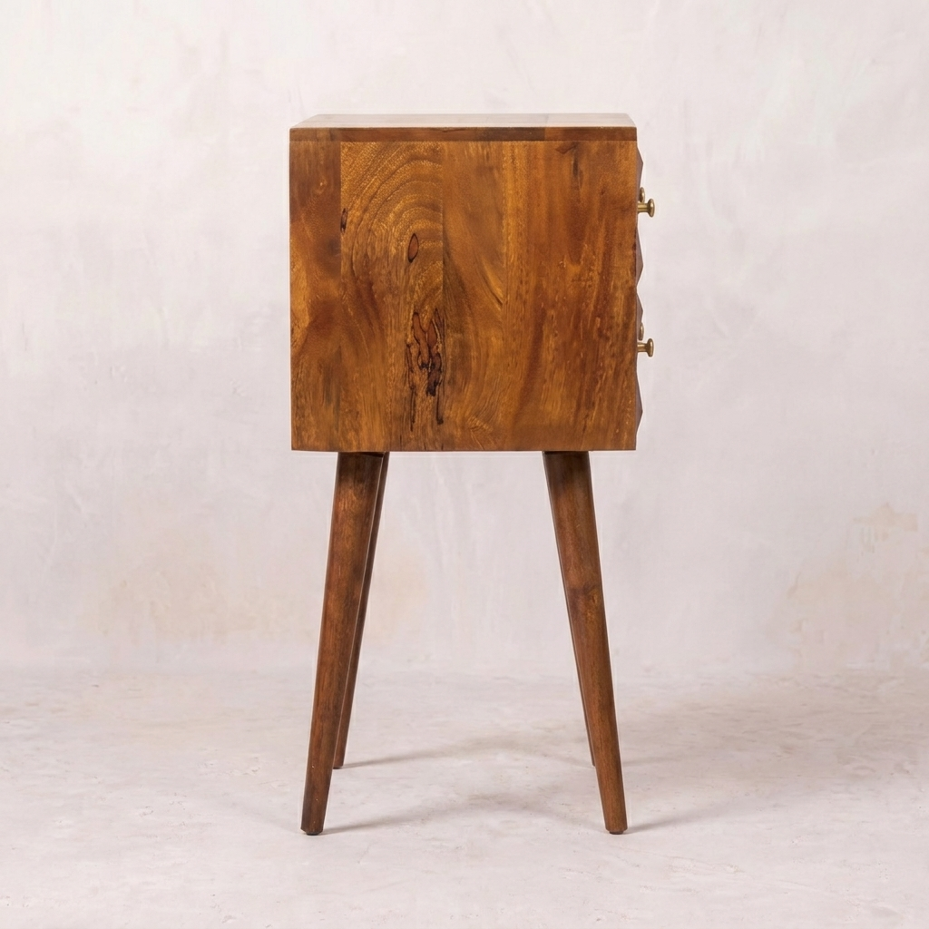 Mini Chestnut Cube 2 Drawer nightstand