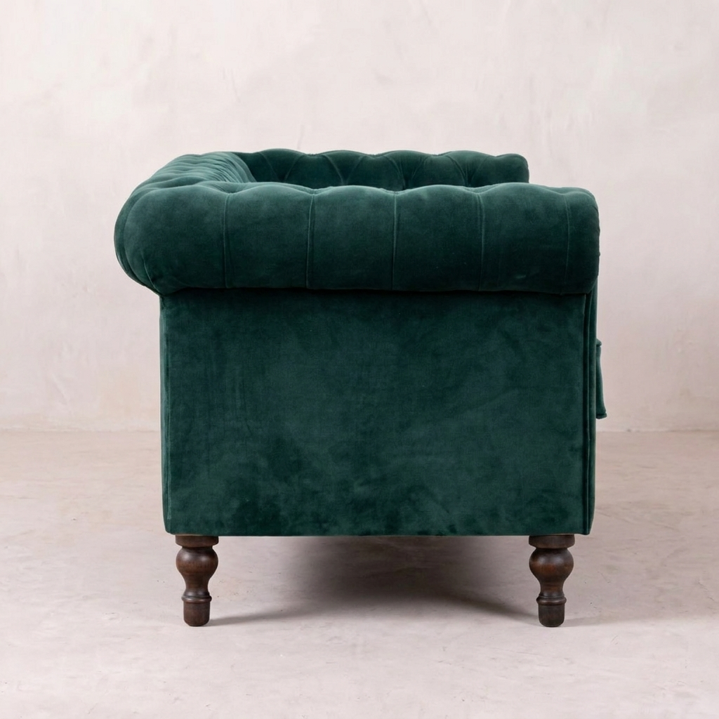 Emerald Green Velvet Chesterfield