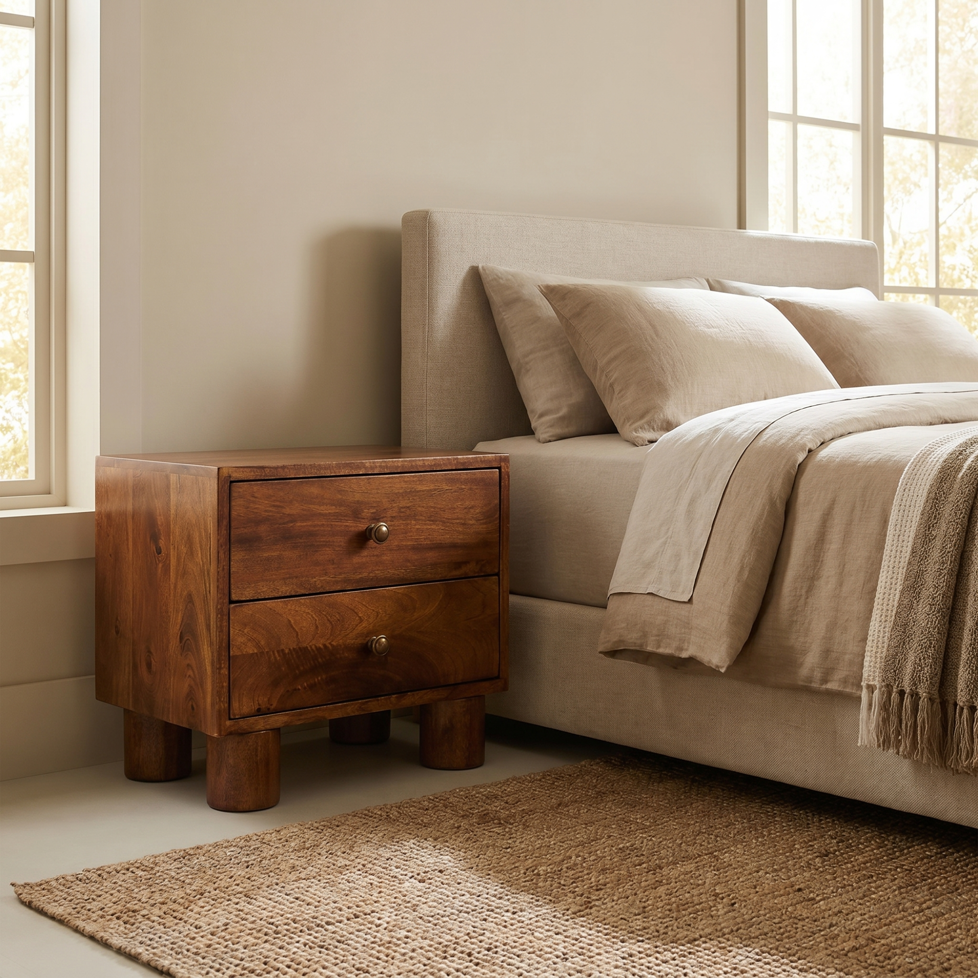 Tula 2 Drawer Chestnut Nightstand