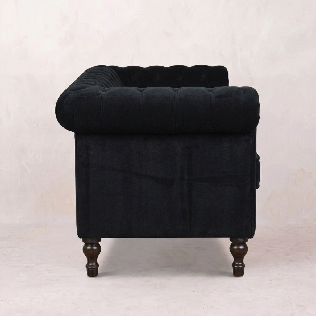Black Velvet Chesterfield Sofa