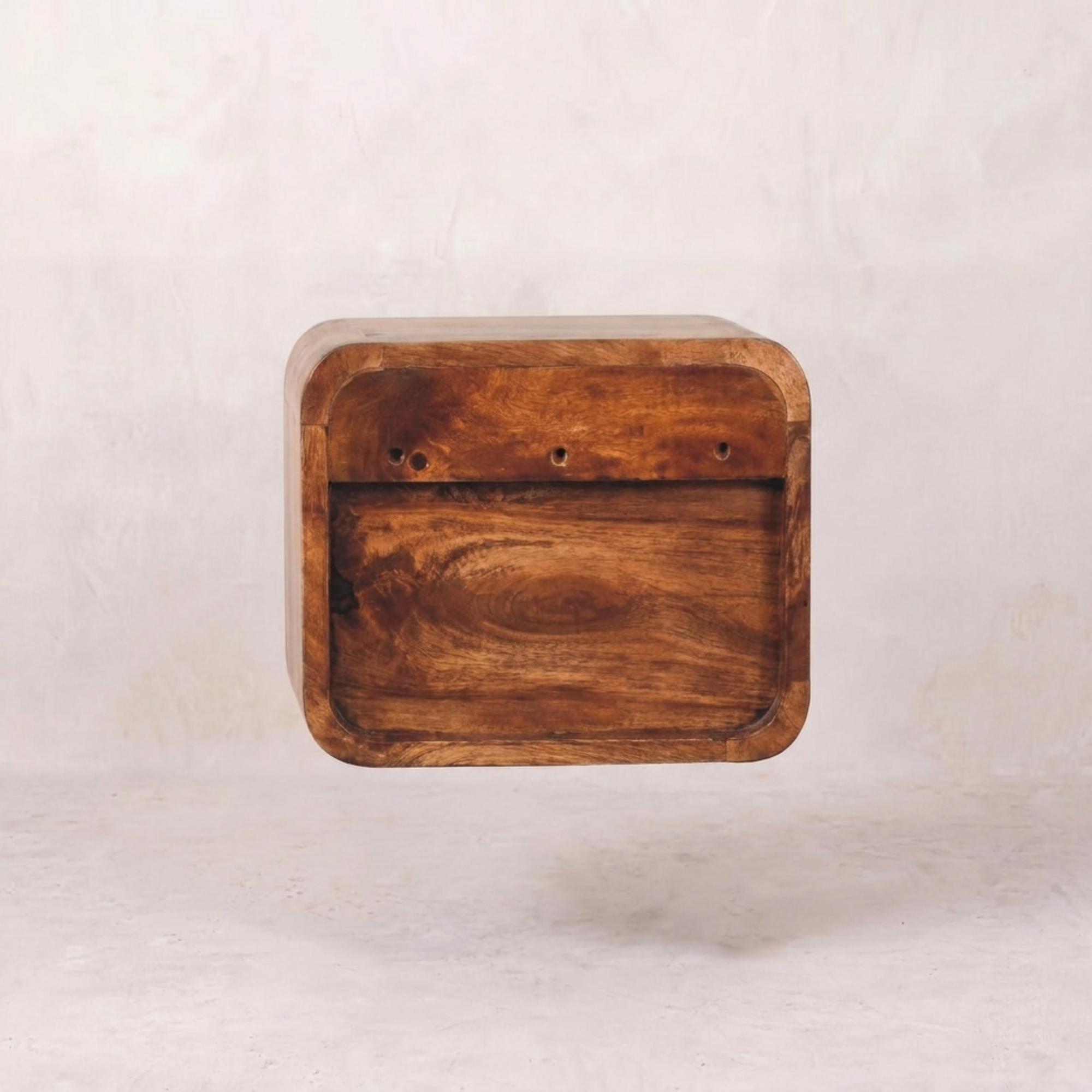Mini Honey Caramel Wall Mounted Bedside with Open Slot