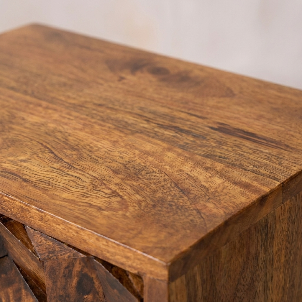 Mini Chestnut Cube 2 Drawer nightstand