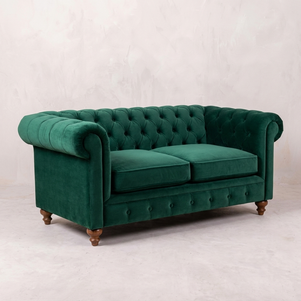 Emerald Green Velvet Chesterfield