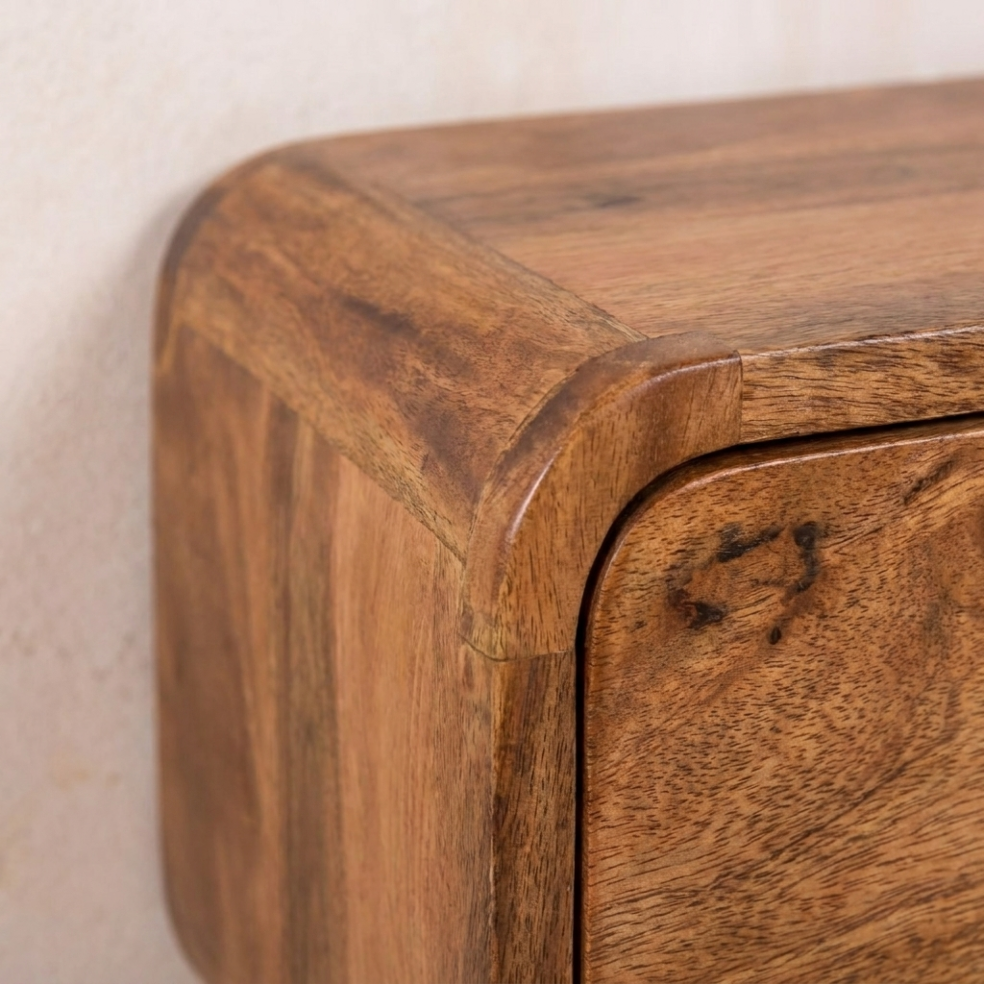 Mini Honey Caramel Wall Mounted Bedside with Open Slot