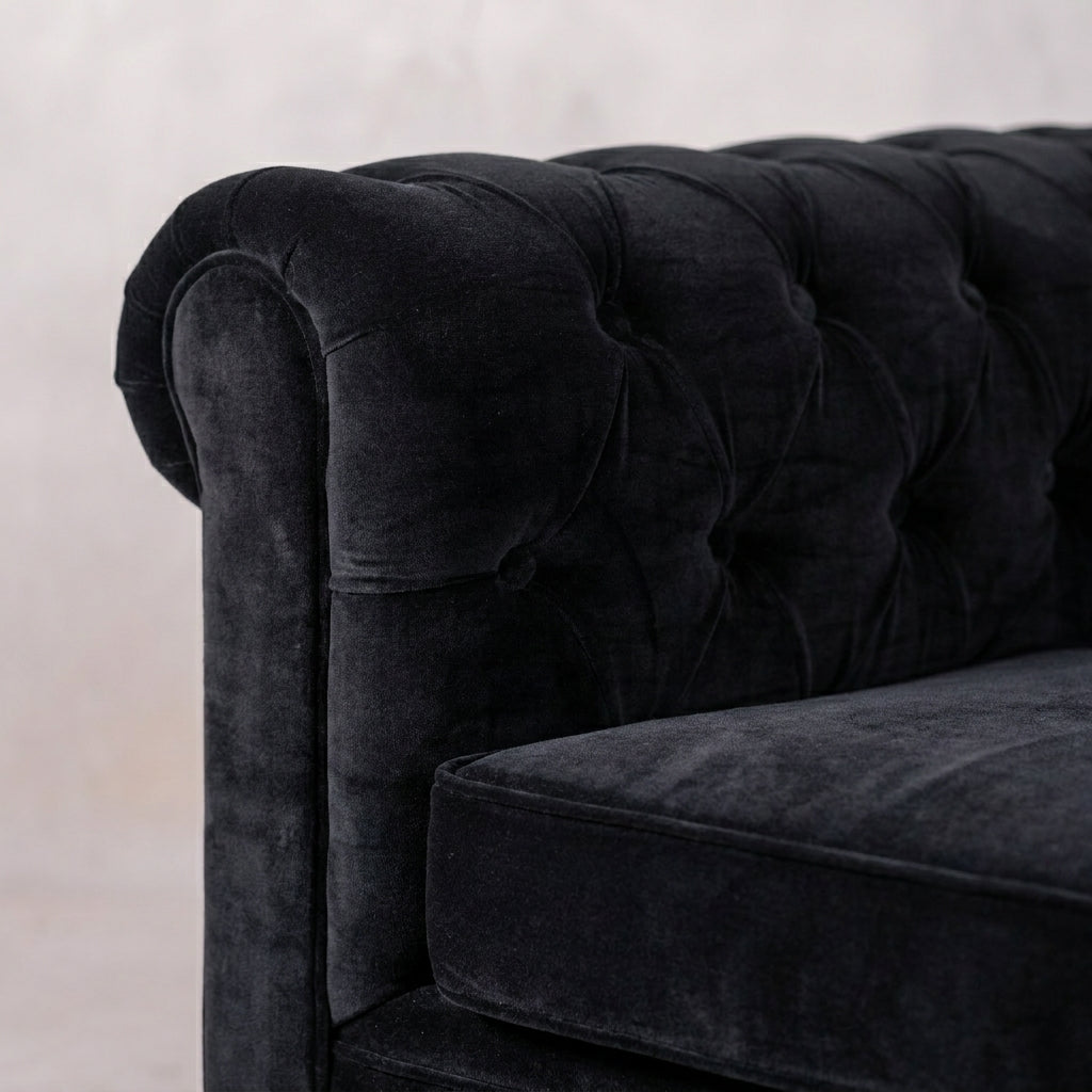 Black Velvet Chesterfield Sofa