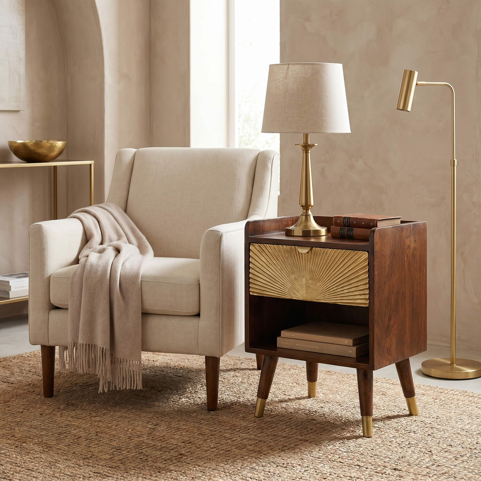 Manila Gold One Drawer nightstand