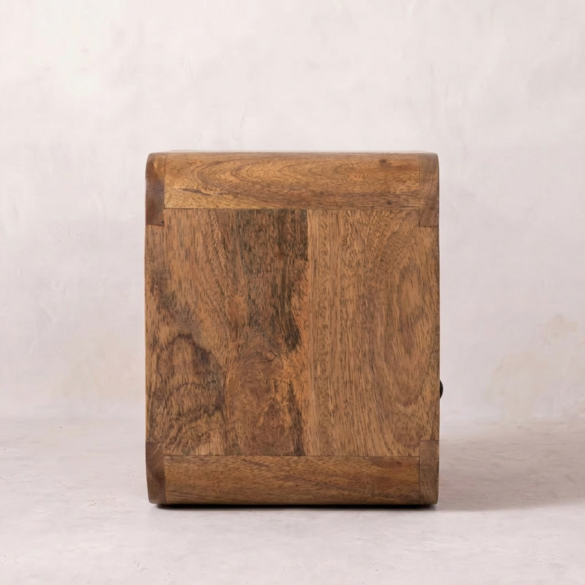 Extra Mini Wall Mounted Curved Oak-ish Bedside with Open Slot
