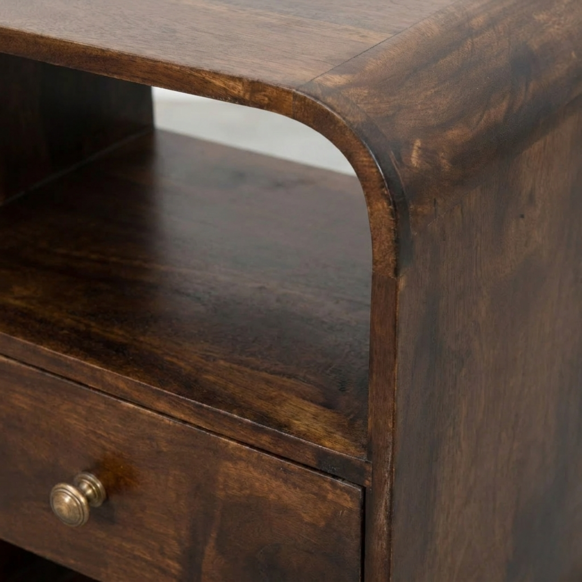 California Walnut Curved Edge Bedside