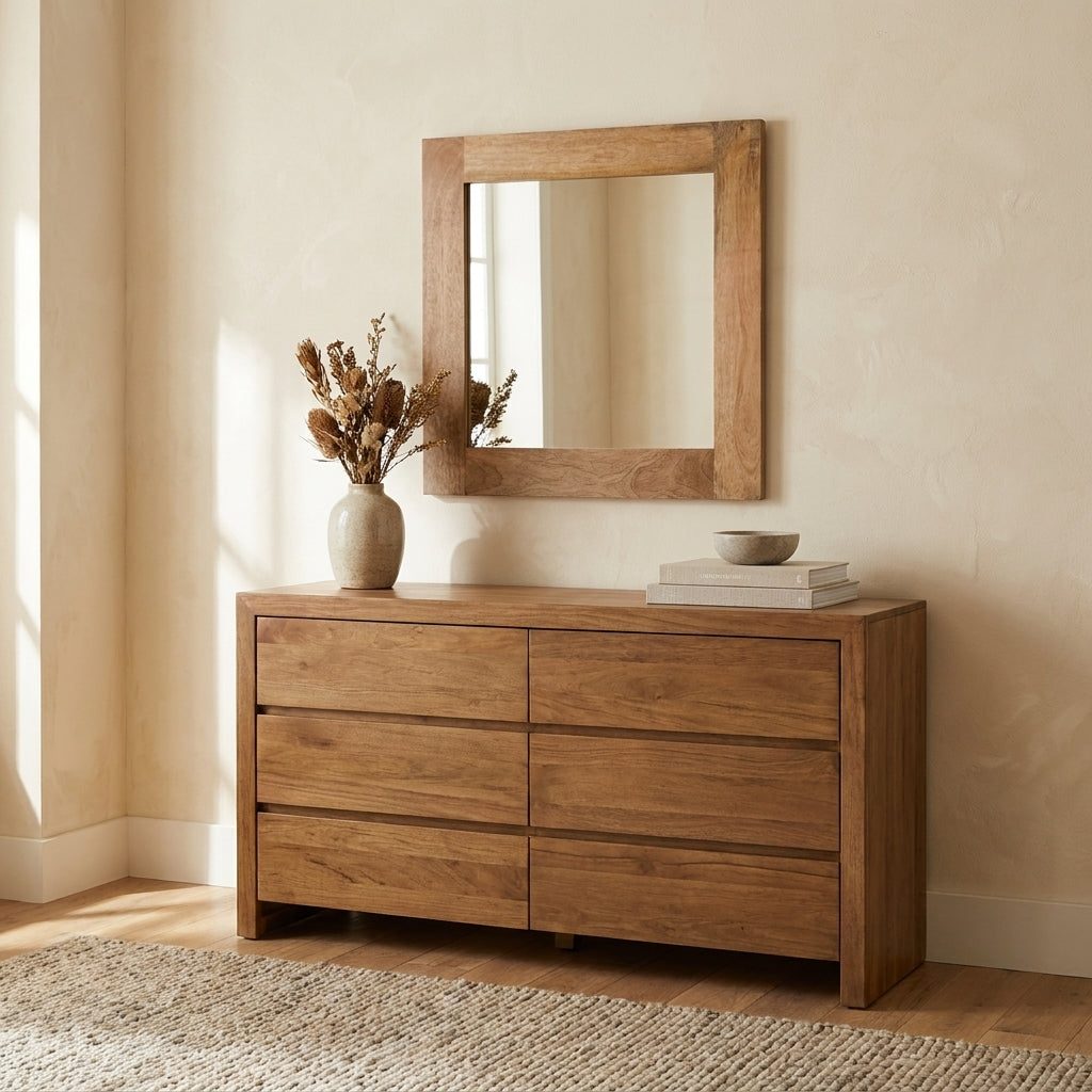 Square Wooden Frame with Mirror