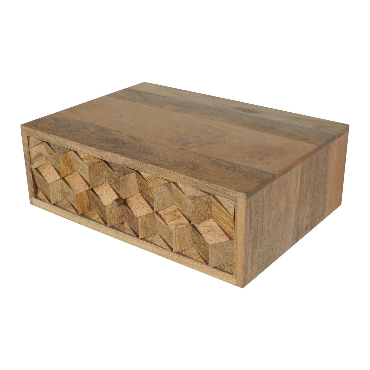 Floating Cube Carved Nightstand