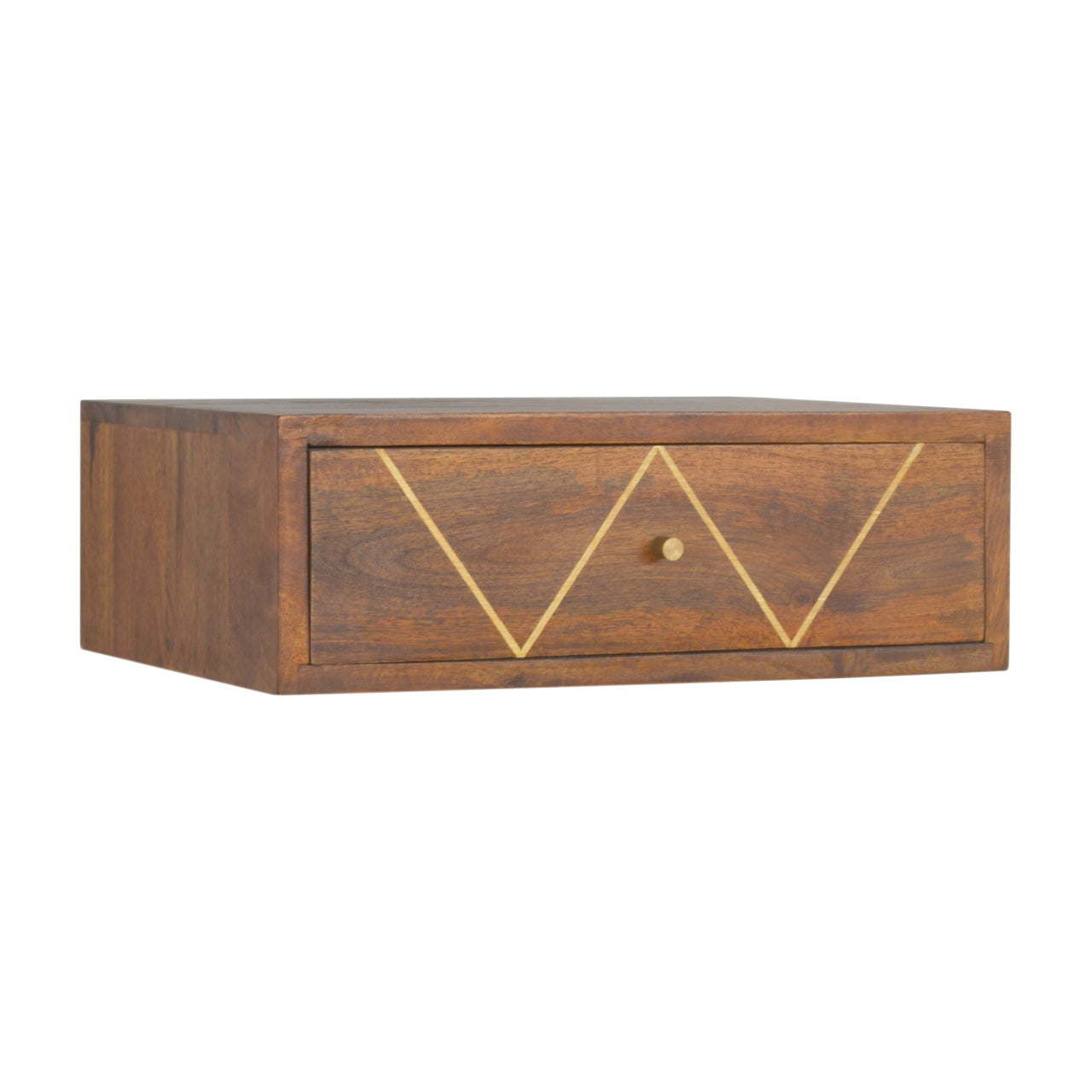 Floating Chestnut Brass Nightstand