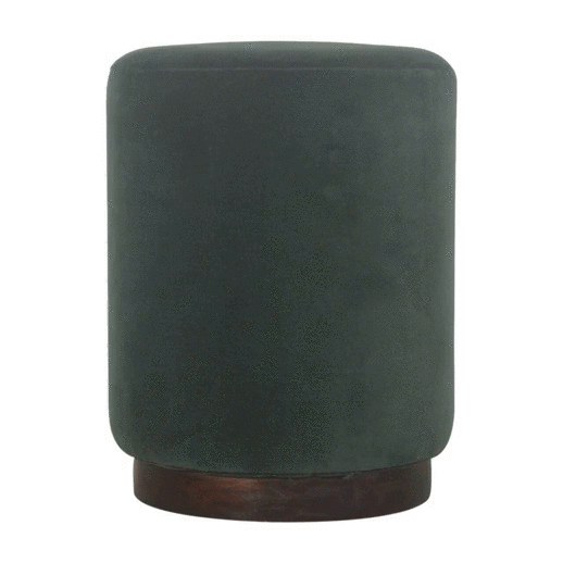 Emerald Footstool with Wood Base