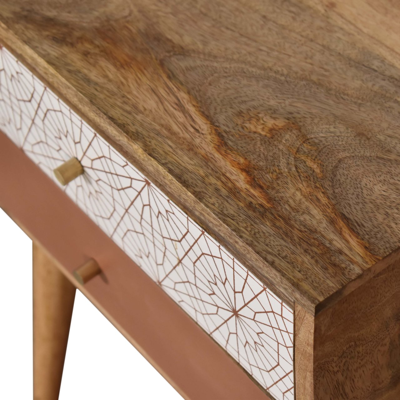 Brick Red Patterned Nightstand