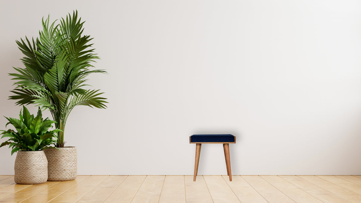 Royal Blue Velvet Tray Footstool