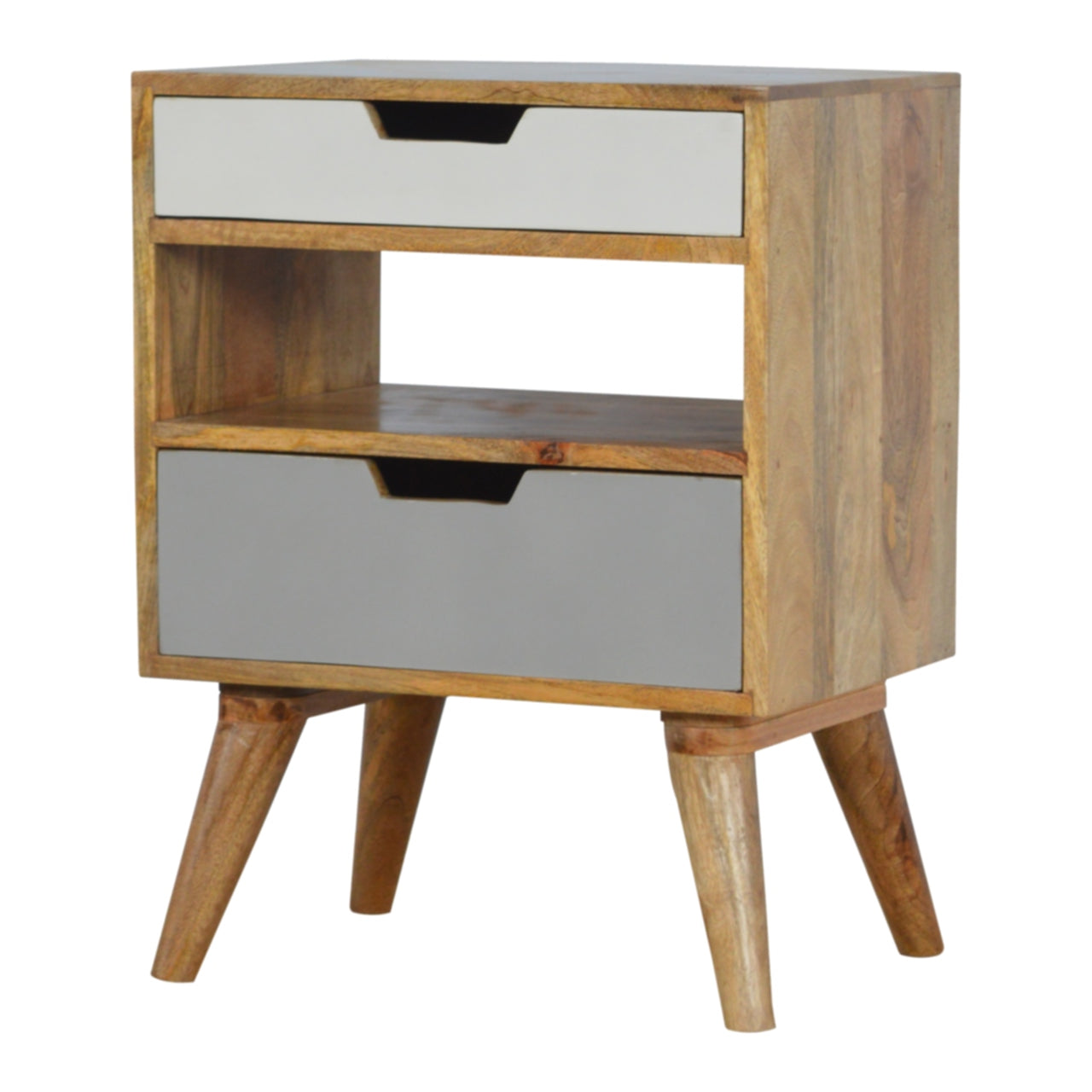 Grey and White Cut-out Nightstand